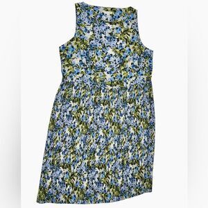 J. Jill Green and Blue Floral Sleeveless Mini Babydoll Dress Flowers Ribbed